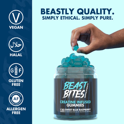 Beast Bites Creatine Gummies Blue Raspberry