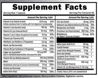 Methylated Multivitamin | Wild Warrior Nutrition | Supp Facts