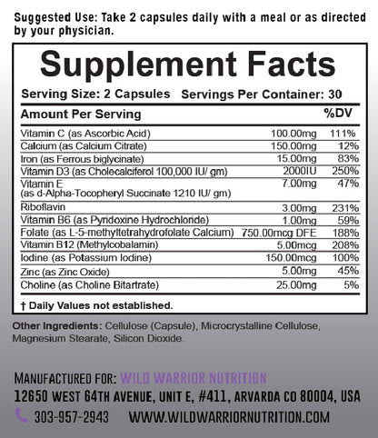 Prenatal Vitamin with Folate Supp facts