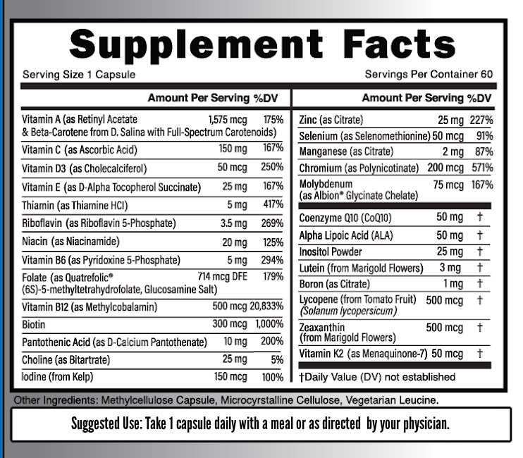 Methylated Multivitamin Supplement Facts